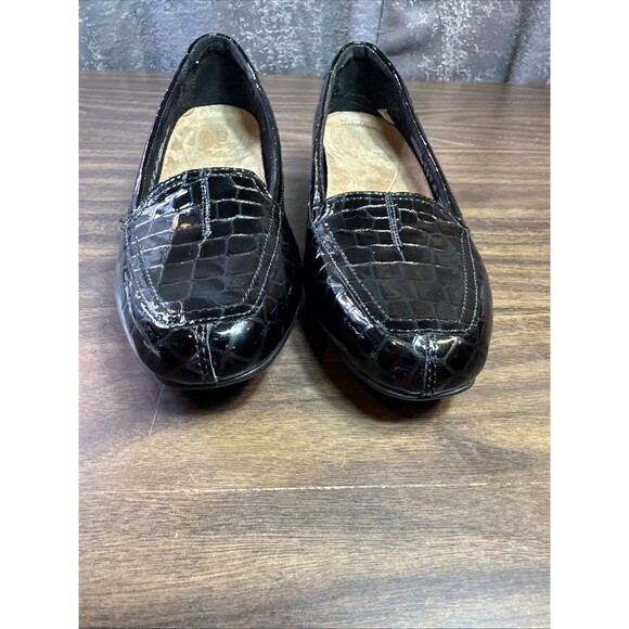 Clarks Artisan Shoes Pumps Heels Women Size 9.5N Black Patent Slip On - Picture 14 of 16